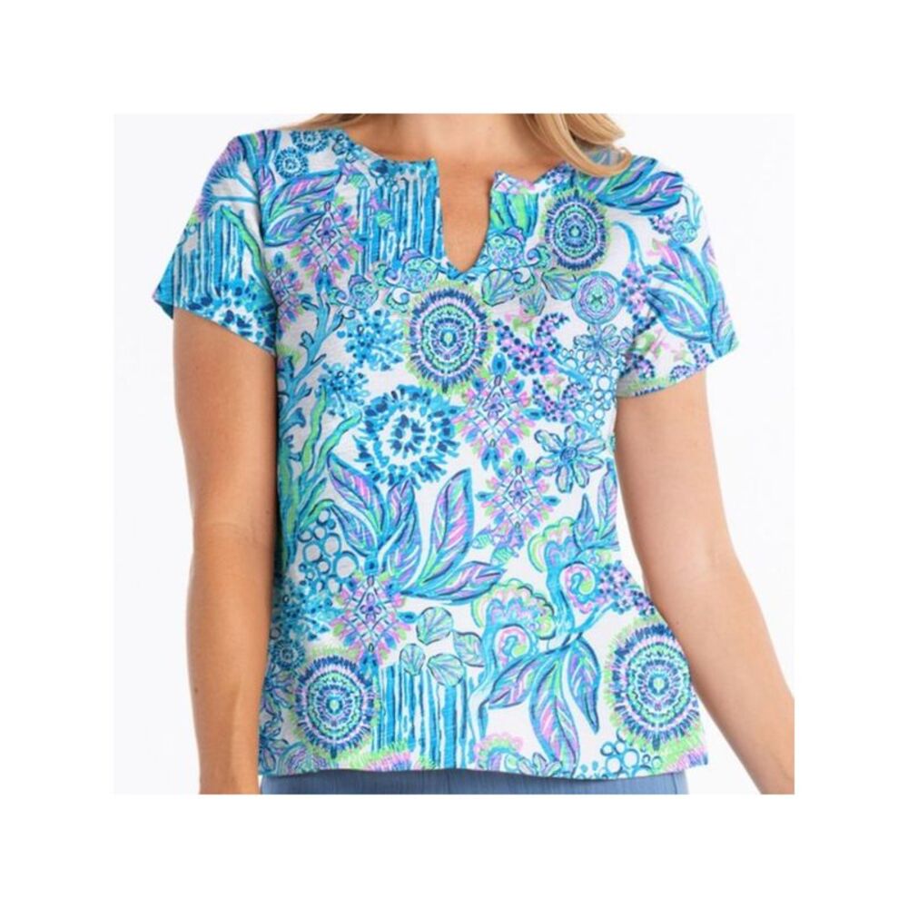 FRESH PRODUCE Womens Top Tunic Cap Sleeve V Neck